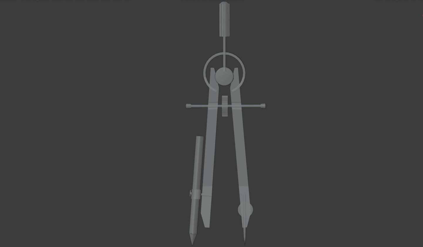 Metalic school compass 3D model_1