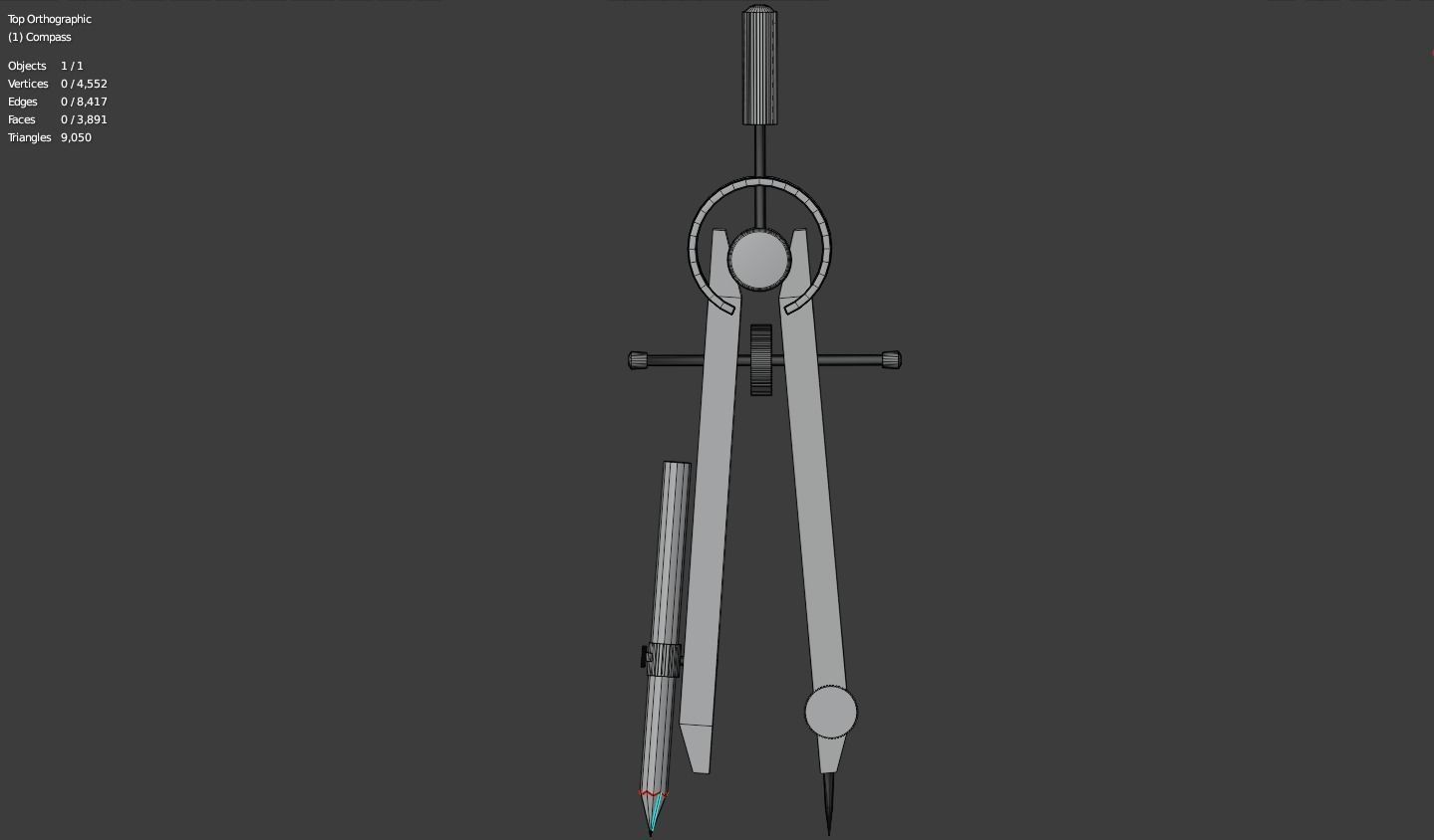 Metalic school compass 3D model_2