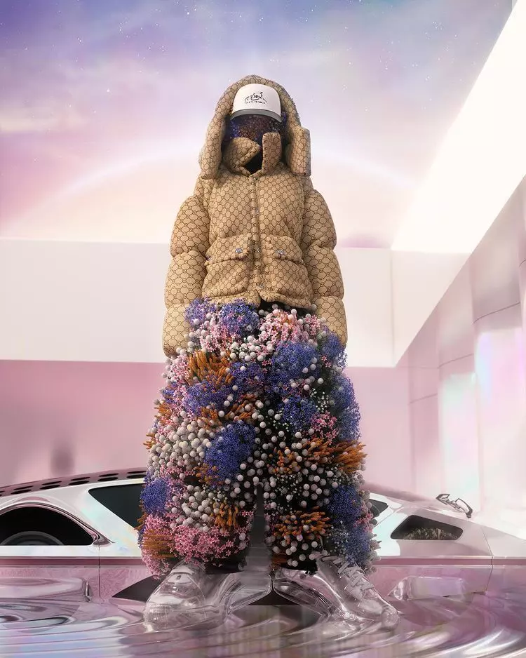 3d Gucci x TheNorfhFace puffer jacket fashion clothing Hypebeast 3D model_0