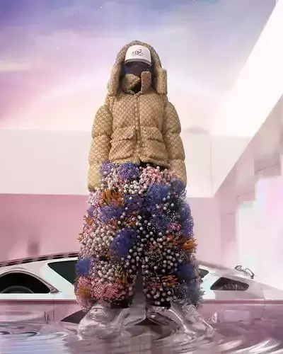 3d Gucci x TheNorfhFace puffer jacket fashion clothing Hypebeast 3D model