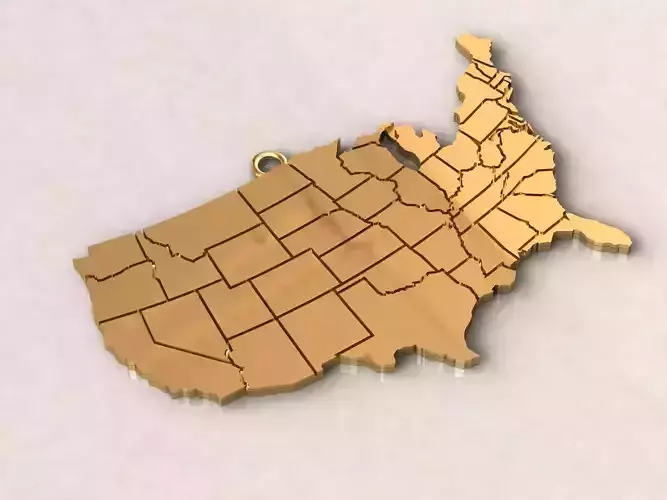 USA United States of America Map Charm Pendant 3D print model