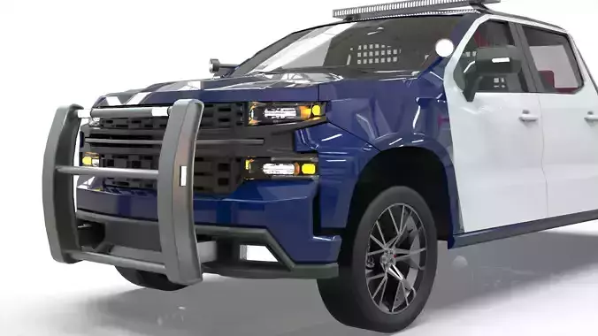 Silverado 2020 police pickup lowpoly concept