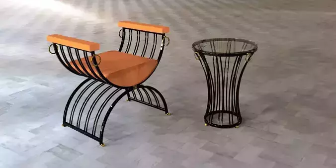 Roman Armchair and Roman round side table