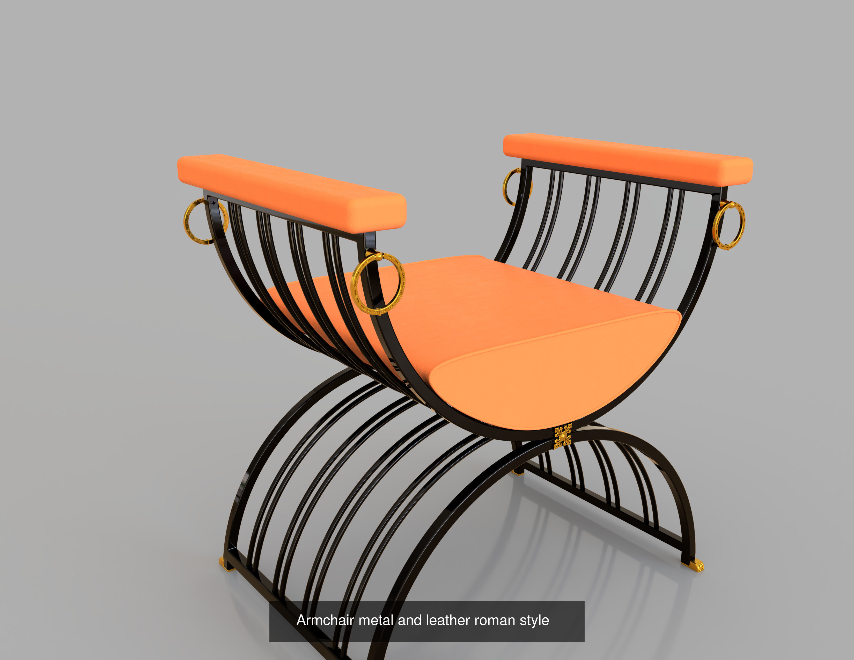 Roman Armchair and Roman round side table 3D Model Collection_3