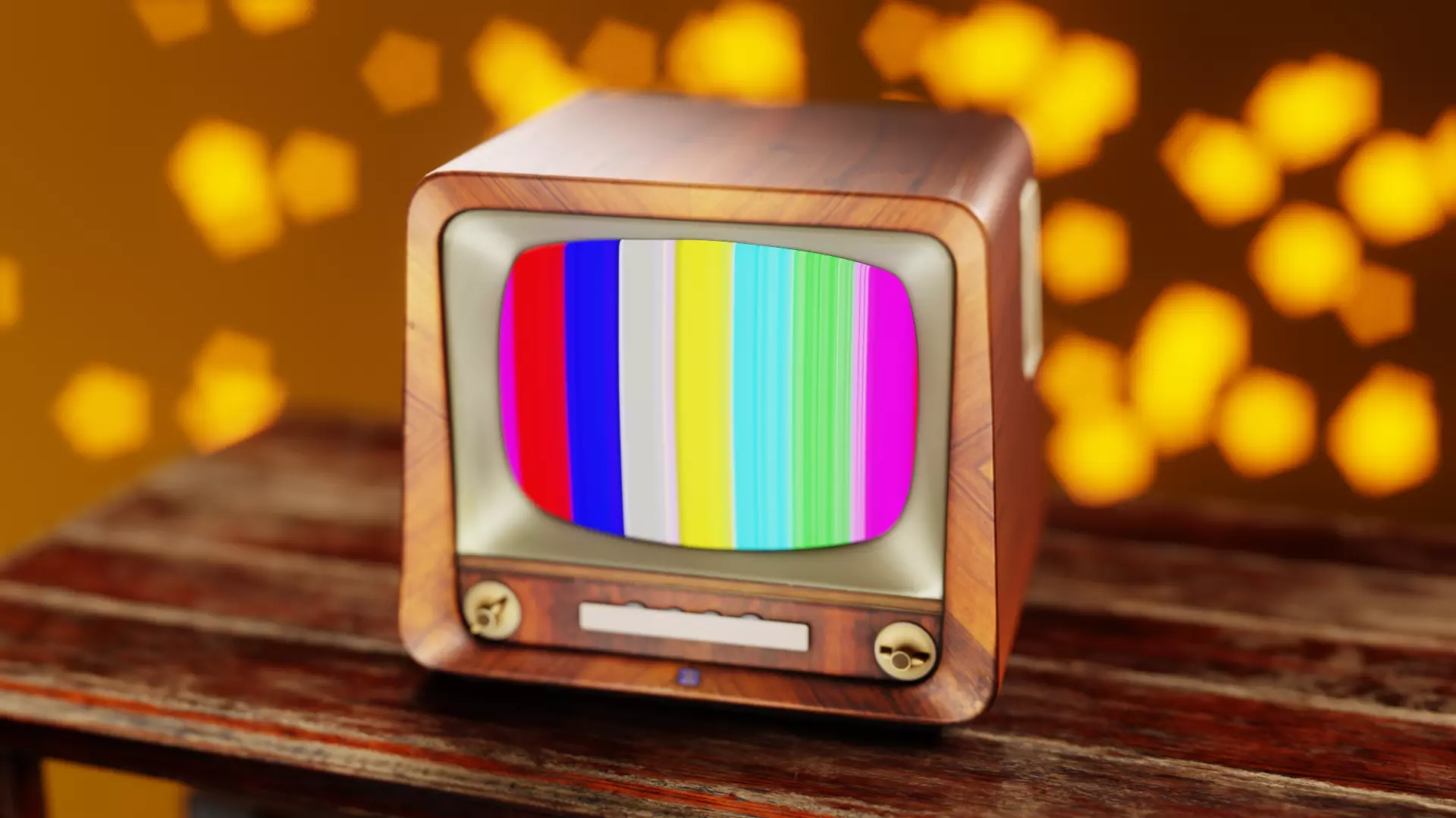 TV Model old set on wooden table Free low-poly 3D model
