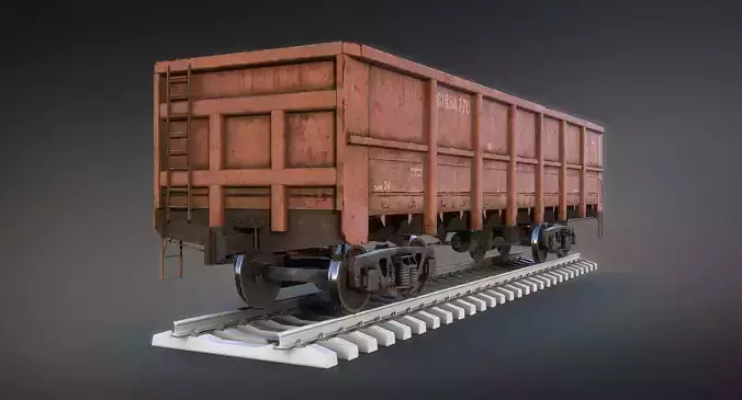Railroad Open Wagon Low-poly 3D model
