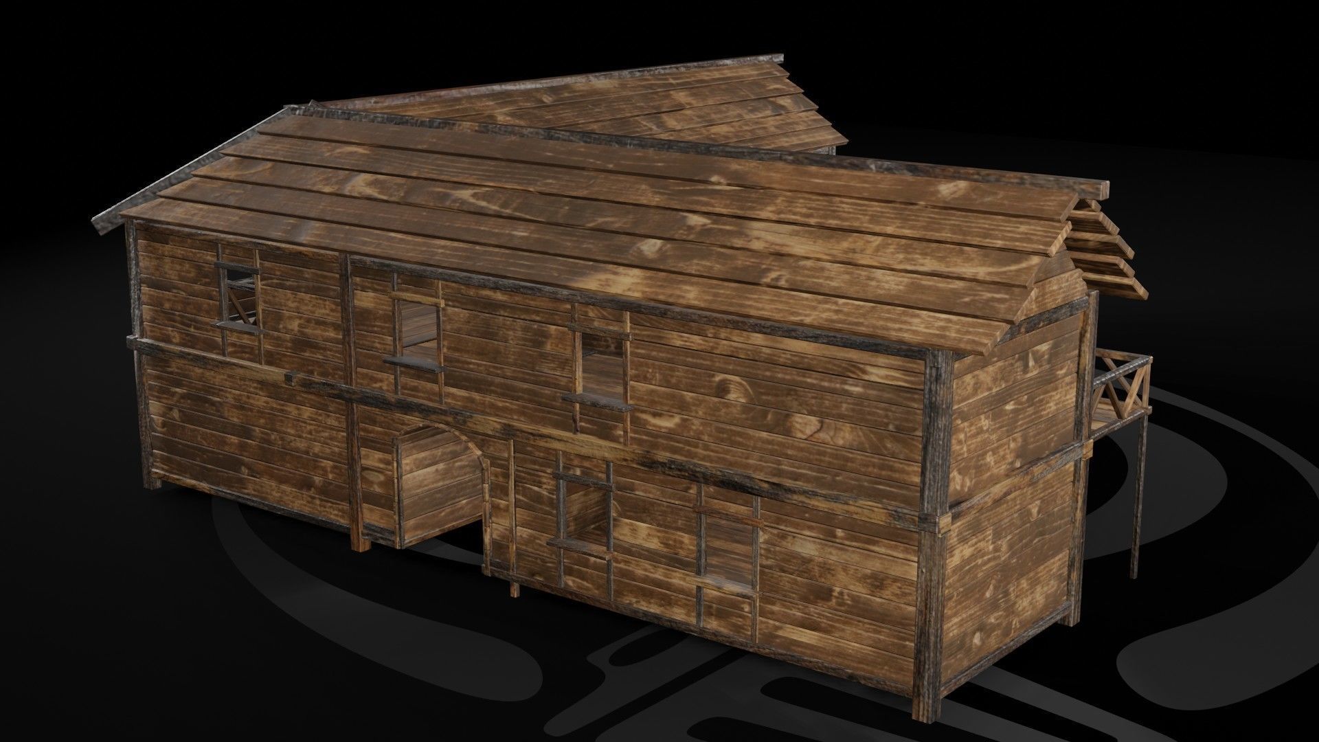 AAA Wooden Enterable Medieval Primal Thatched Cottage Hut 13 R Low-poly 3D model_9
