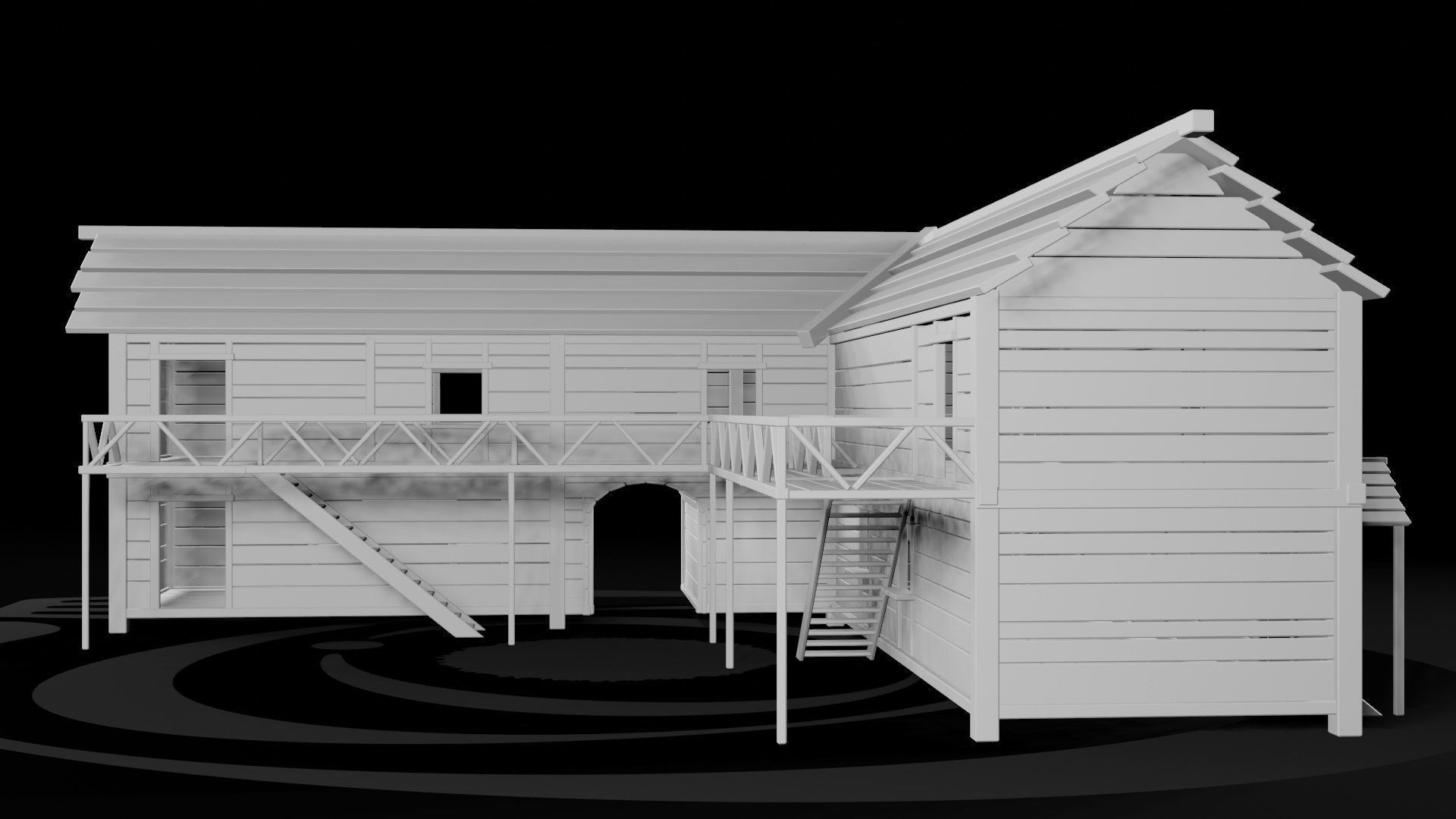 AAA Wooden Enterable Medieval Primal Thatched Cottage Hut 13 R Low-poly 3D model_3