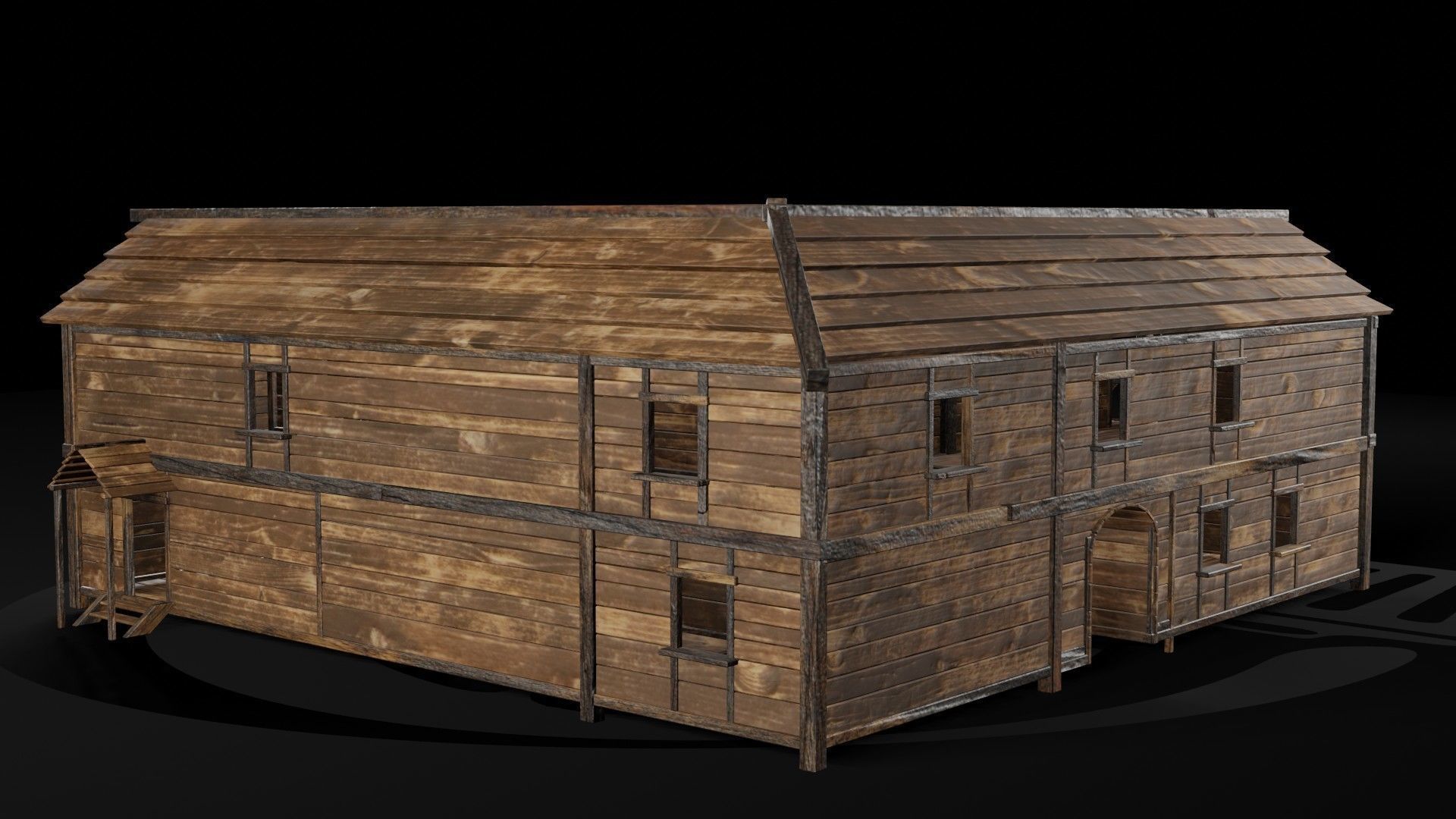 AAA Wooden Enterable Medieval Primal Thatched Cottage Hut 13 R Low-poly 3D model_8