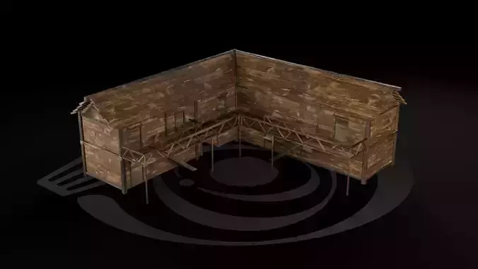 AAA Wooden Enterable Medieval Primal Thatched Cottage Hut 13 R Low-poly 3D model