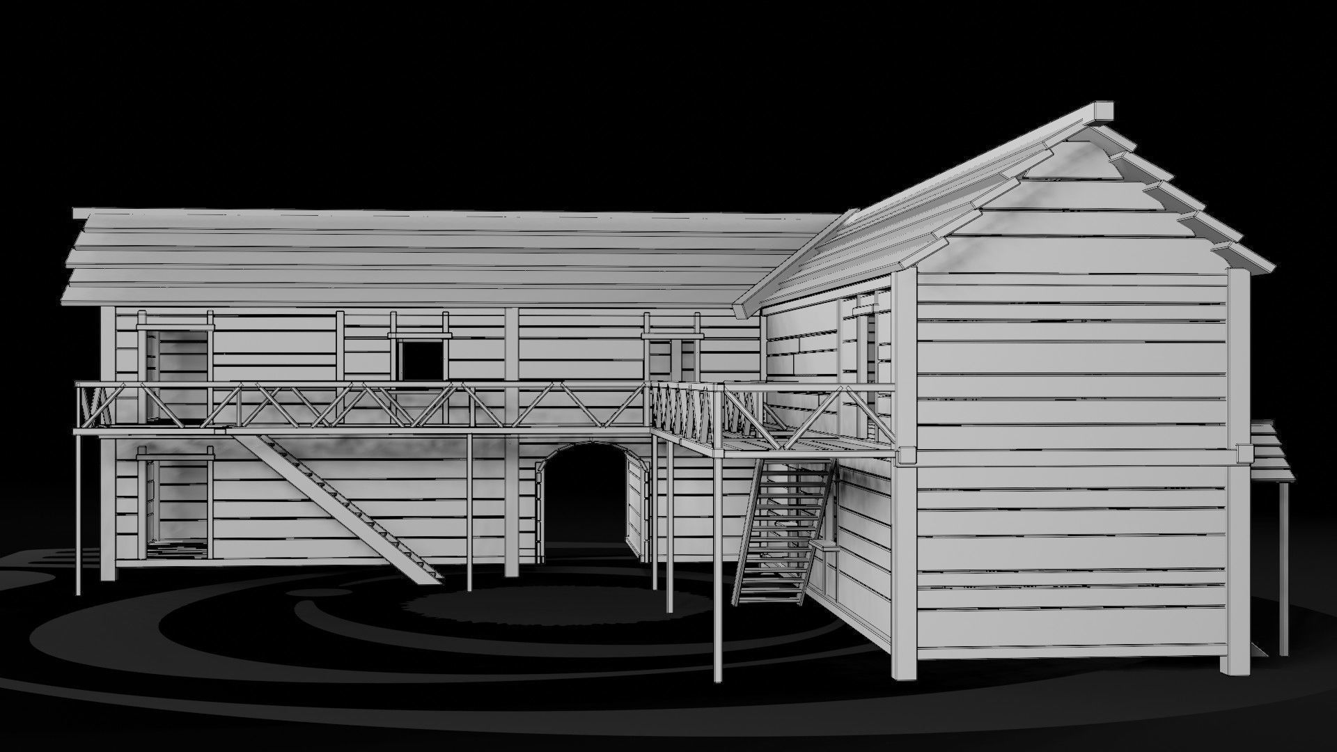 AAA Wooden Enterable Medieval Primal Thatched Cottage Hut 13 R Low-poly 3D model_4