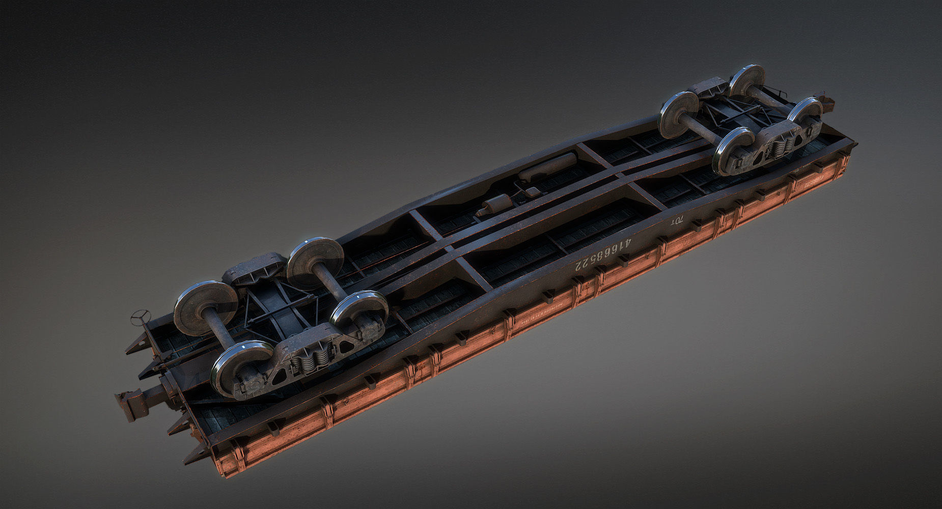 Railroad Flat Wagon Low-poly 3D model_5