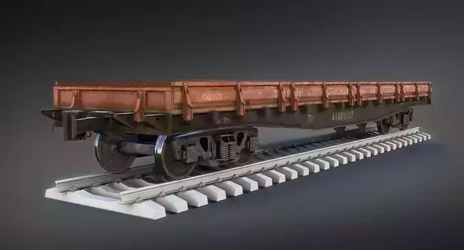Railroad Flat Wagon Low-poly 3D model