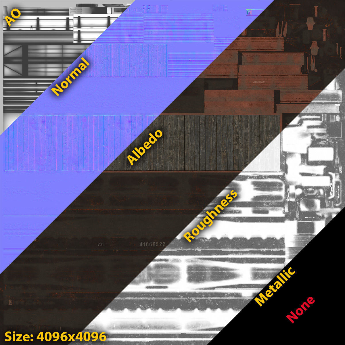 Railroad Flat Wagon Low-poly 3D model_9