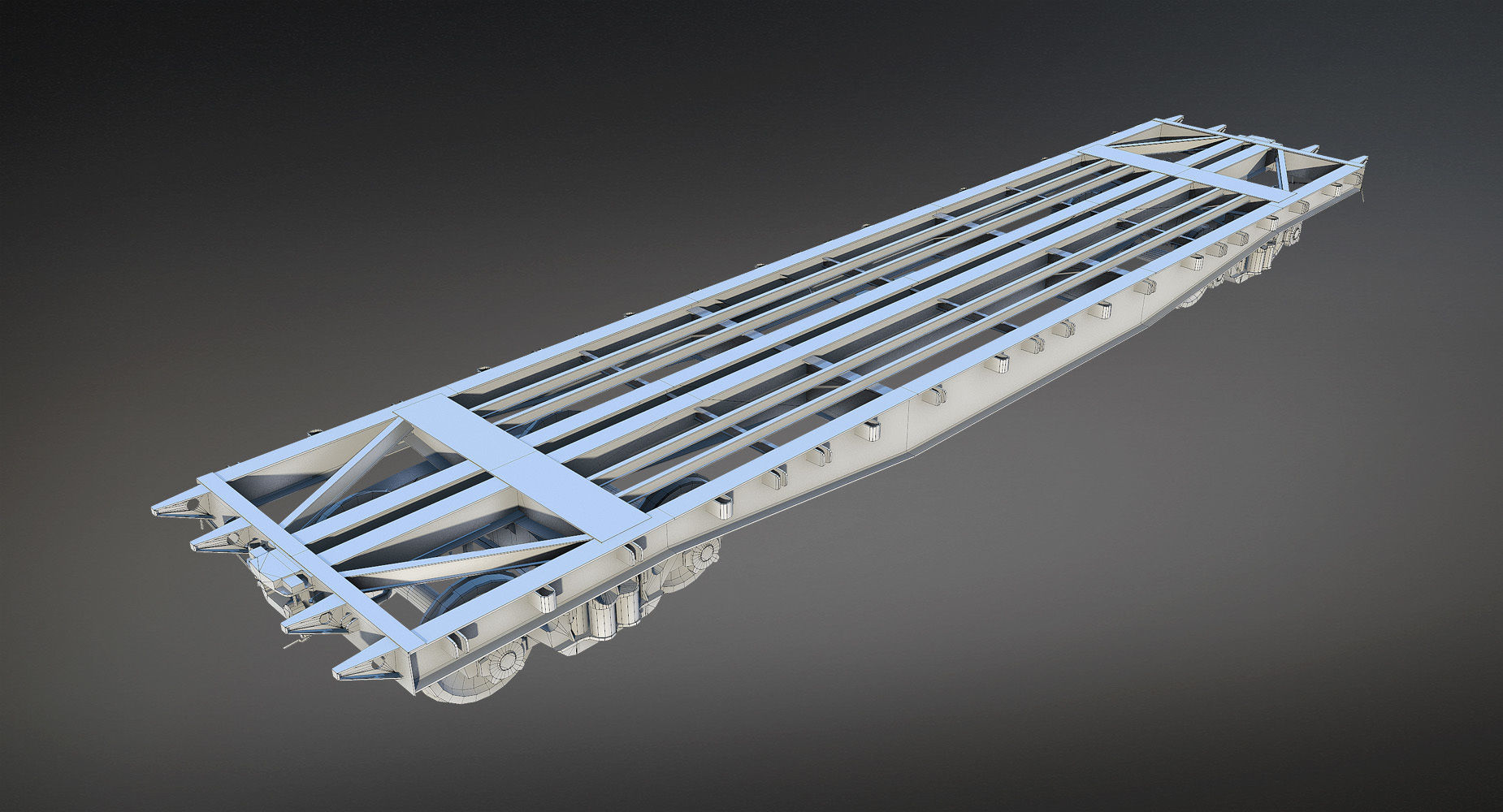 Railroad Flat Wagon Low-poly 3D model_8