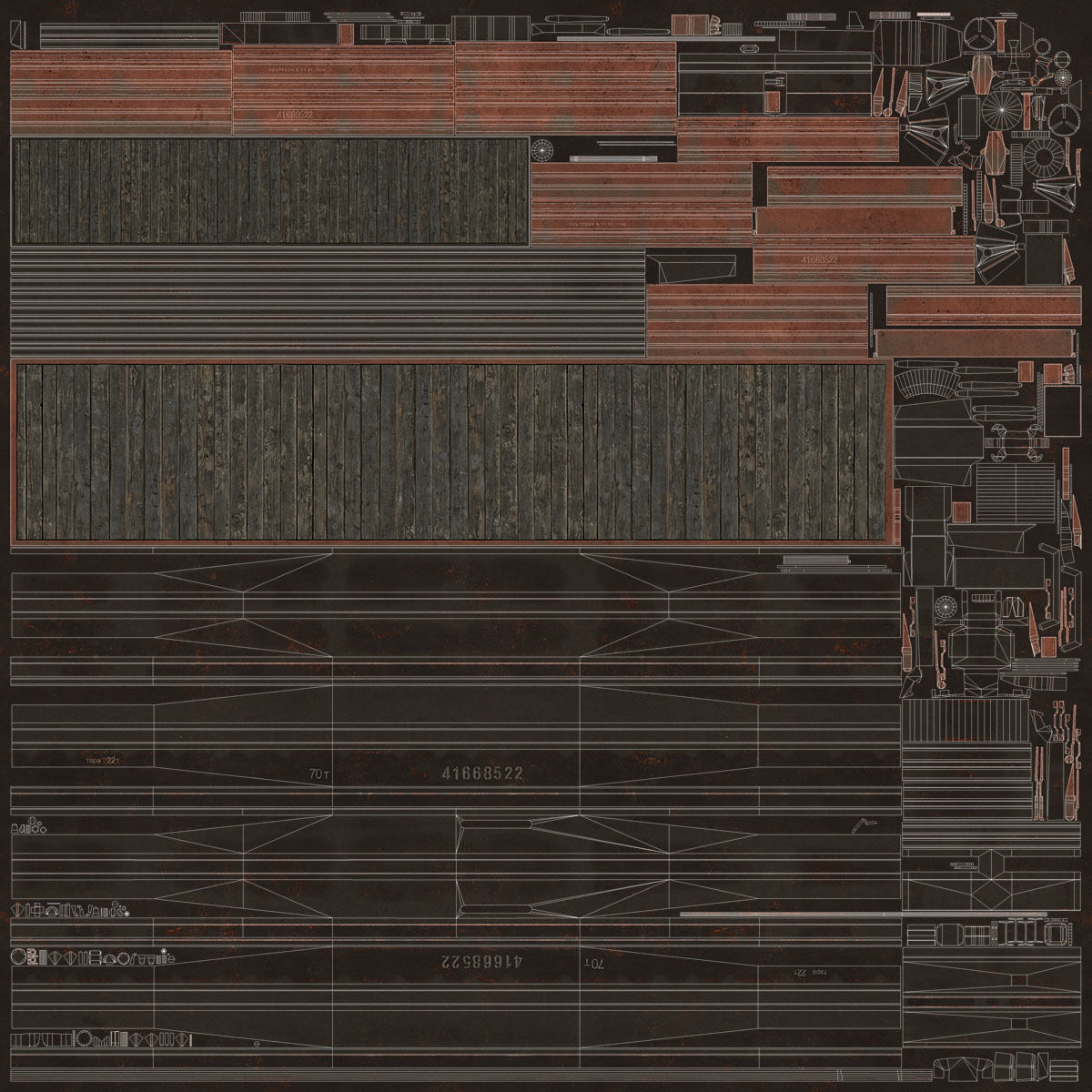 Railroad Flat Wagon Low-poly 3D model_10