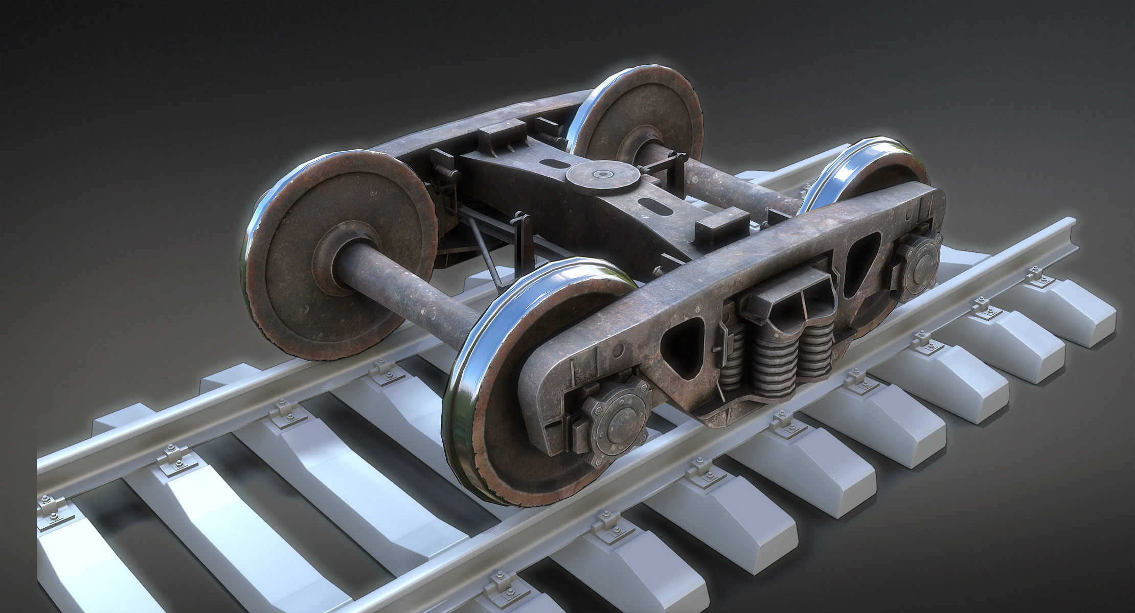 Railroad Flat Wagon Low-poly 3D model_11