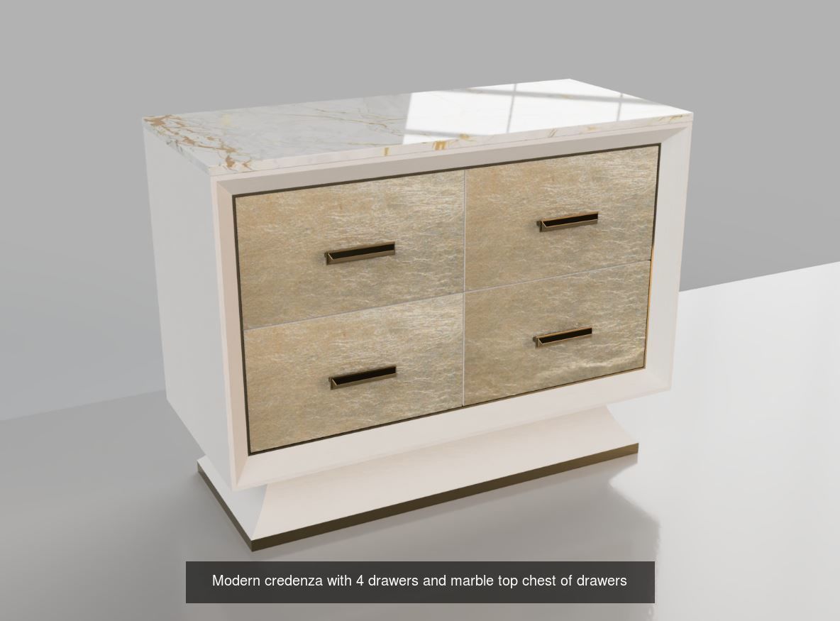 Modern credenza with 4 drawers and Nightstand with 2 drawers 3D Model Collection_3