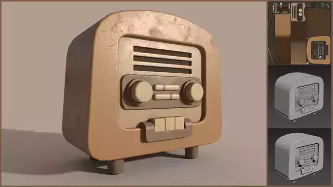 Low-poly Simple Stylized Retro Radio
