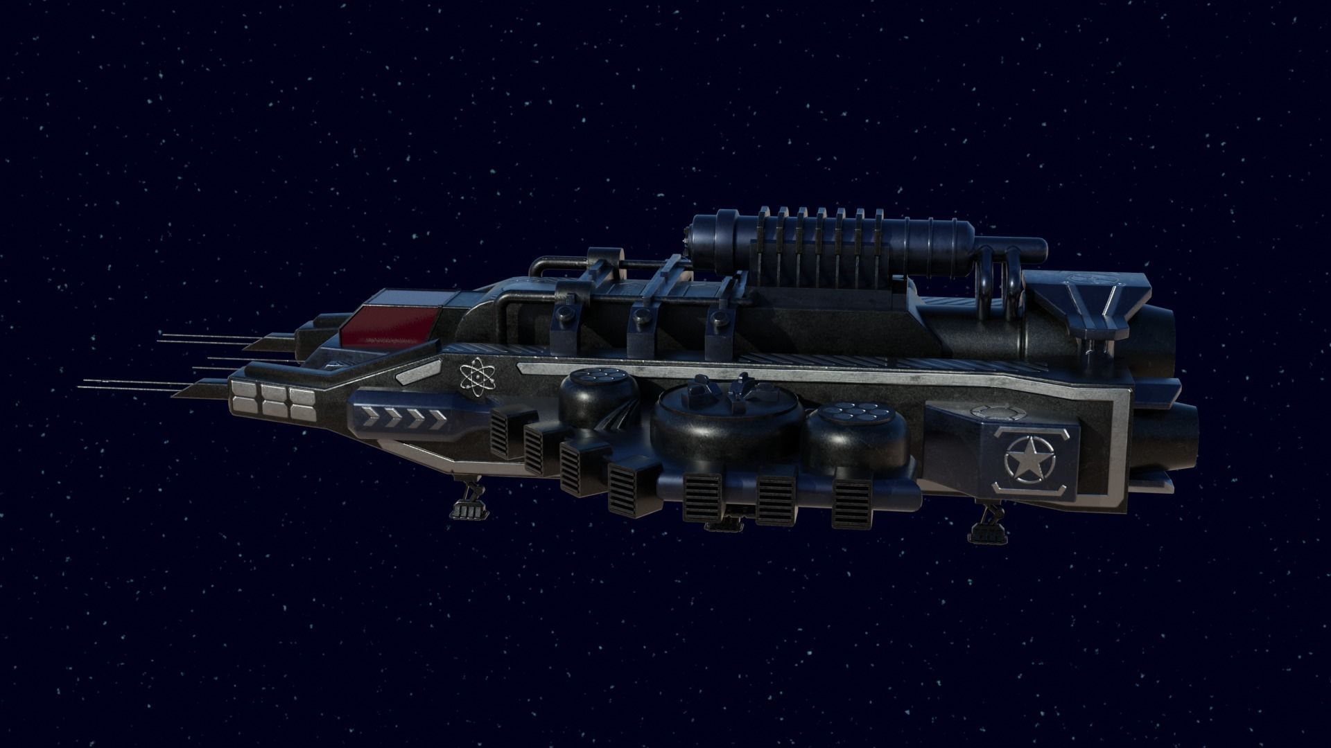 Spaceship Low-poly 3D model_4