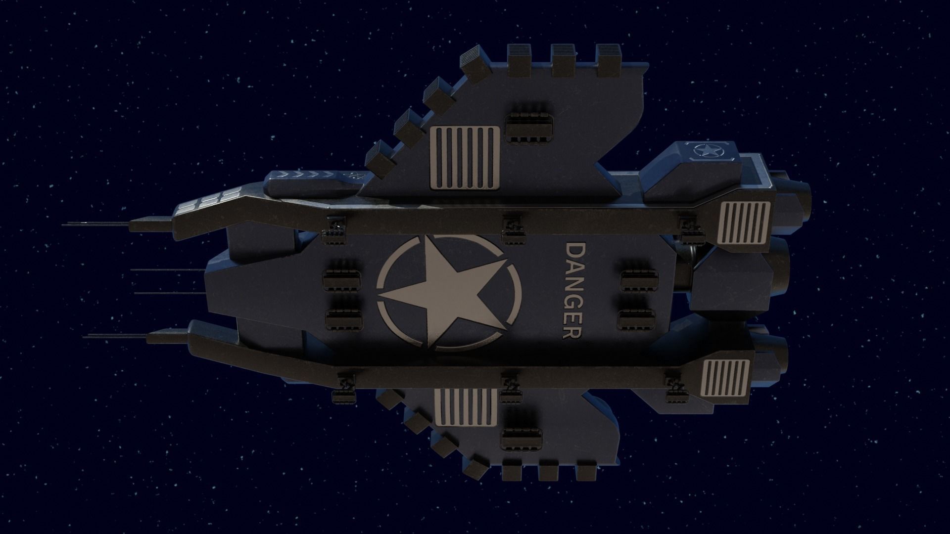 Spaceship Low-poly 3D model_9