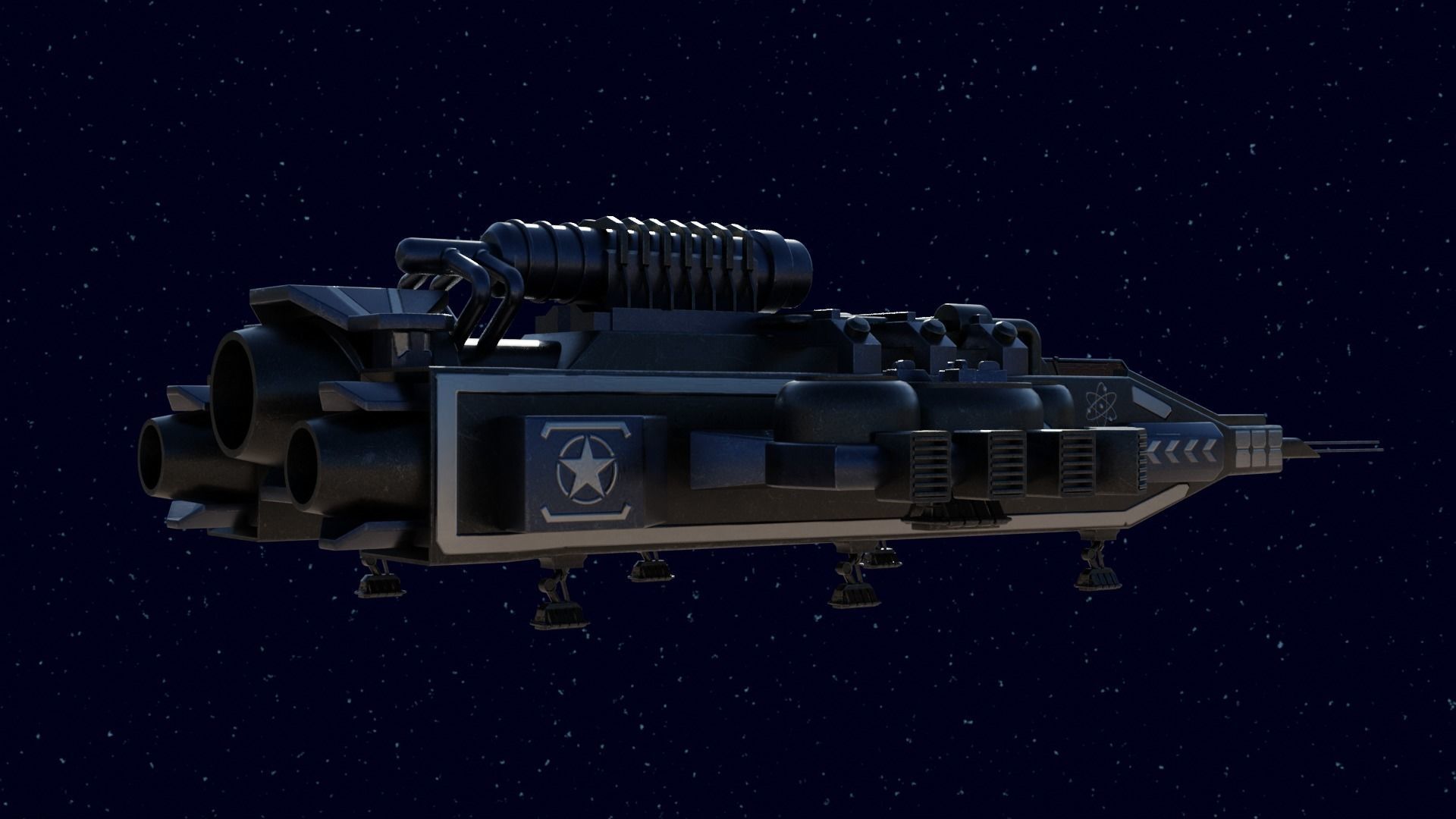 Spaceship Low-poly 3D model_14