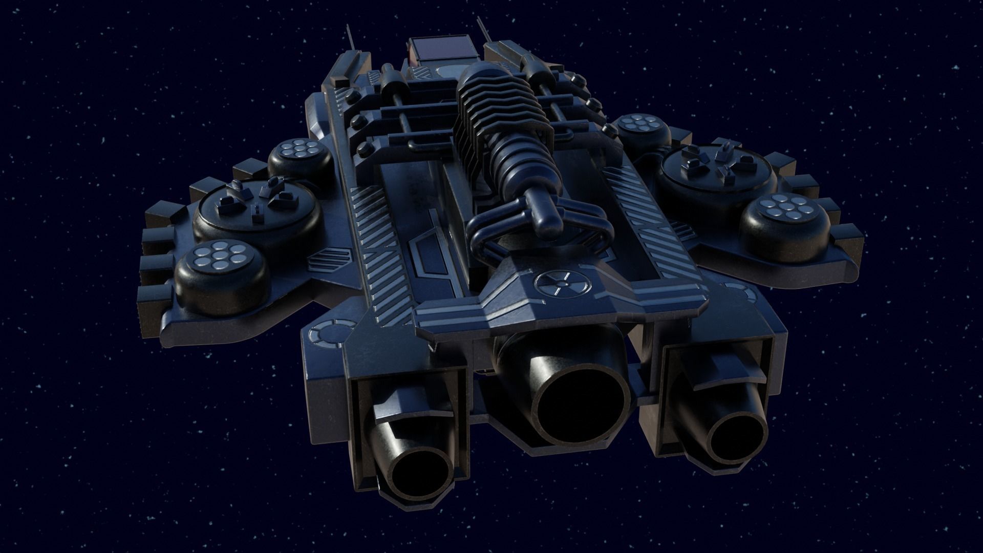 Spaceship Low-poly 3D model_12