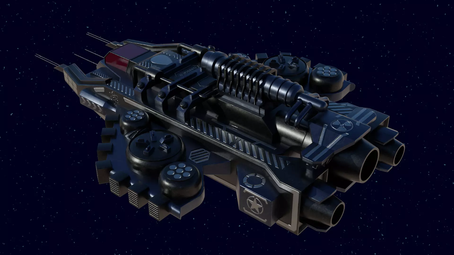 Spaceship Low-poly 3D model_0