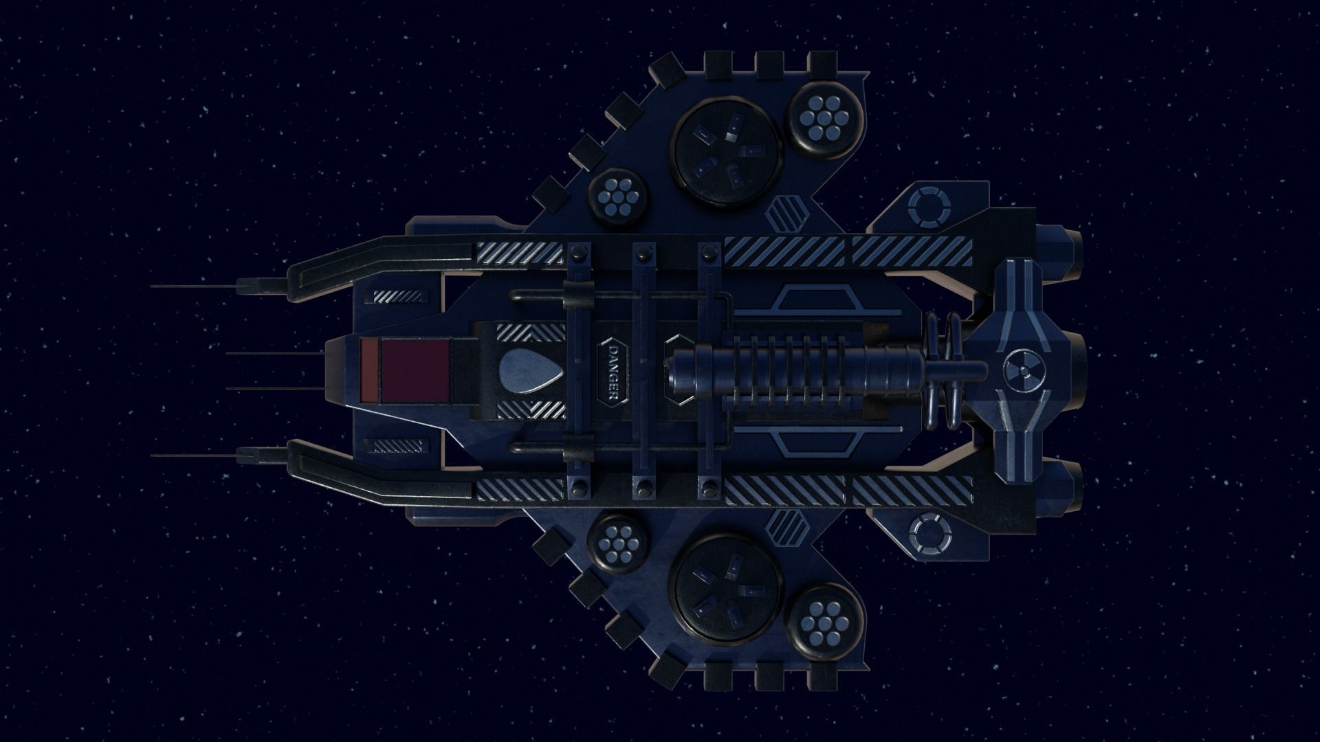 Spaceship Low-poly 3D model_3