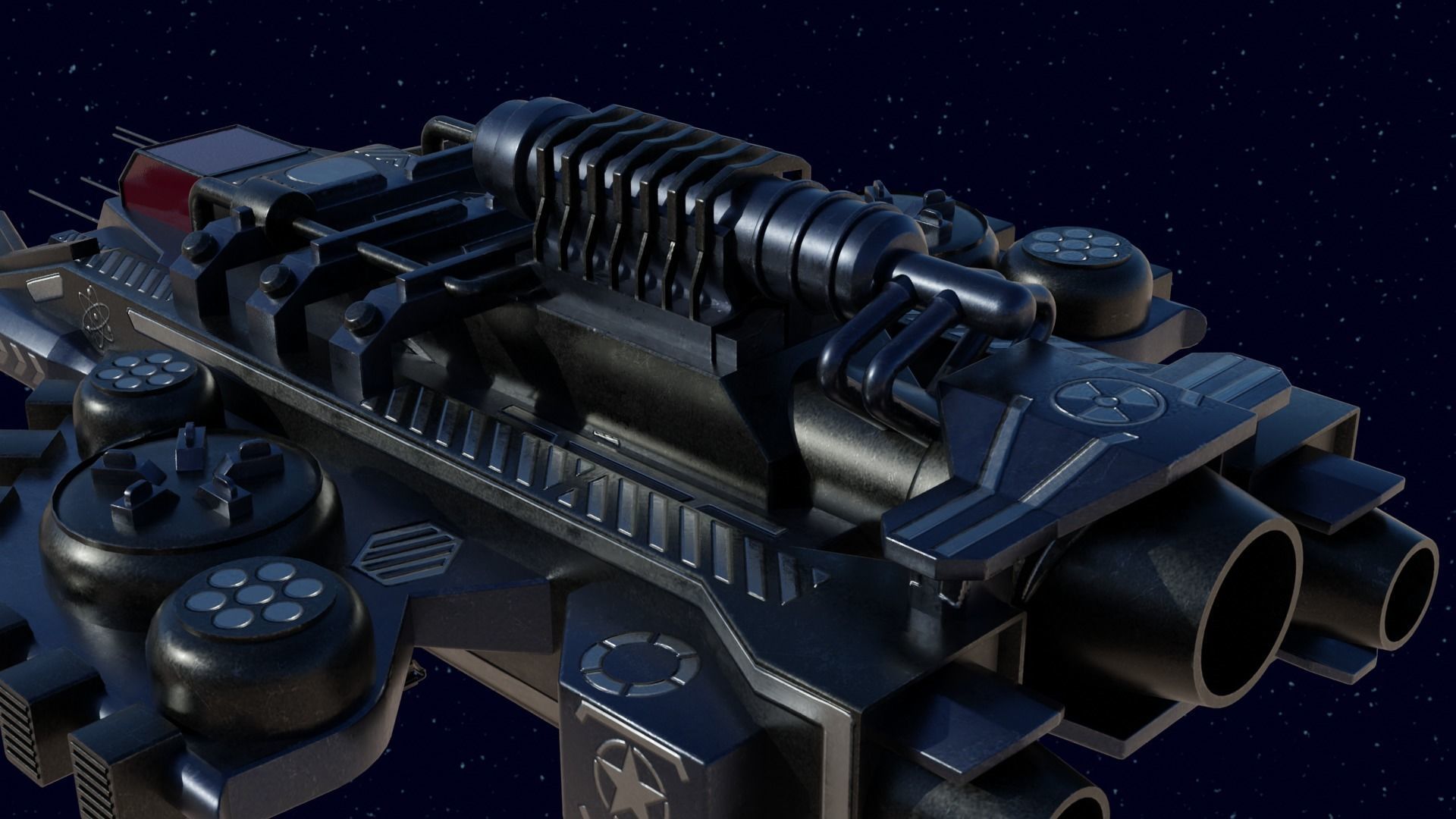 Spaceship Low-poly 3D model_7