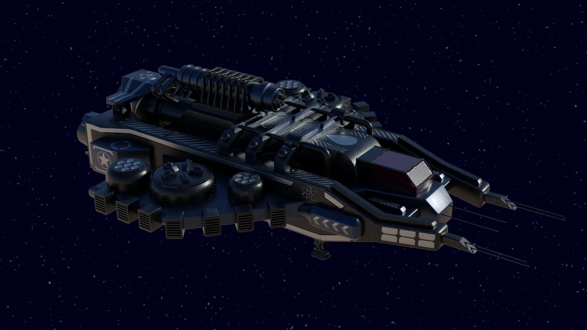 Spaceship Low-poly 3D model_6