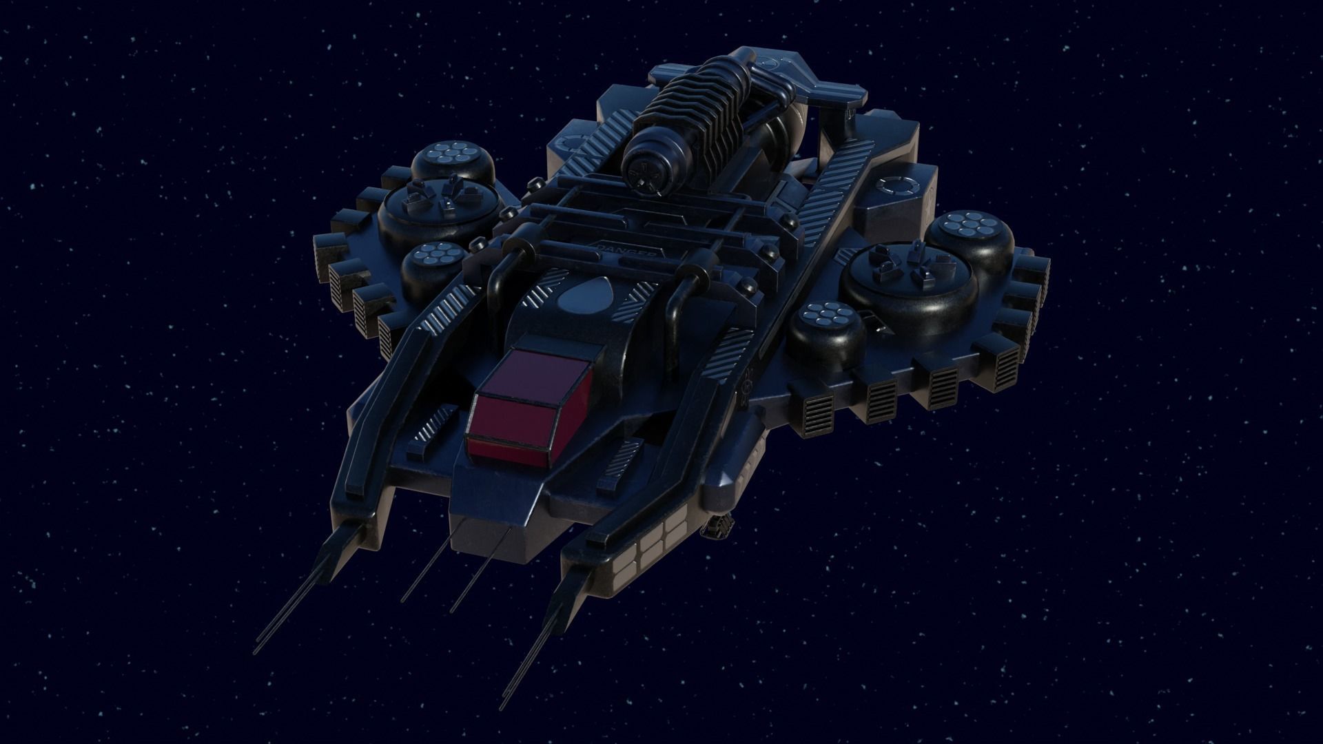 Spaceship Low-poly 3D model_8