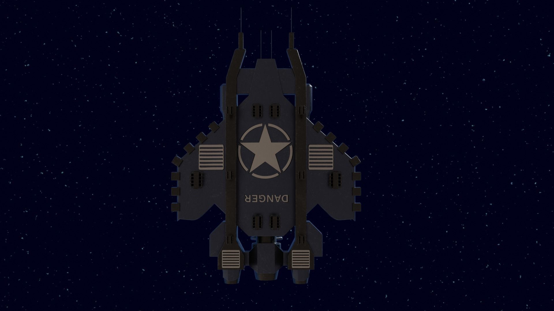 Spaceship Low-poly 3D model_11