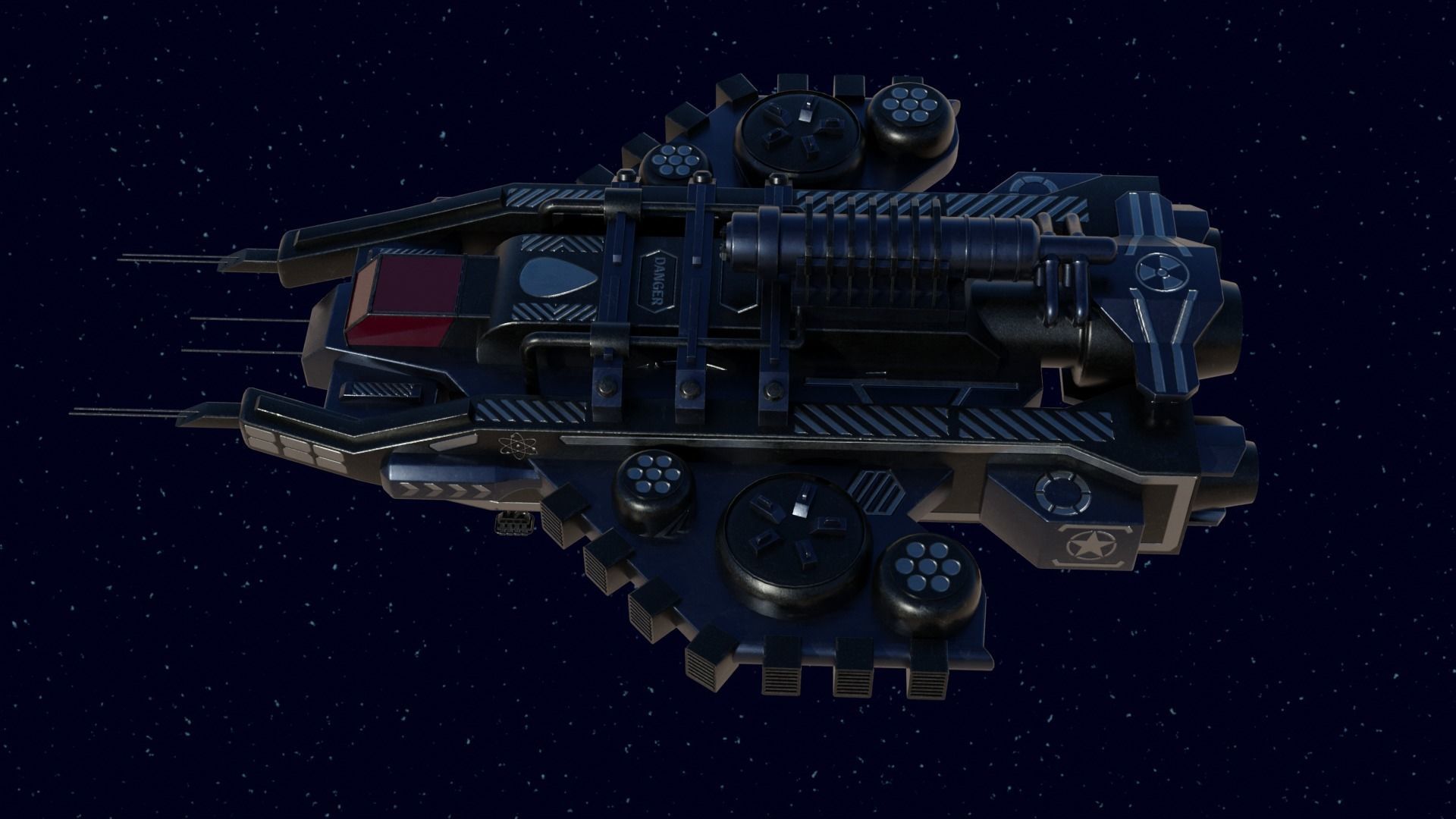 Spaceship Low-poly 3D model_2