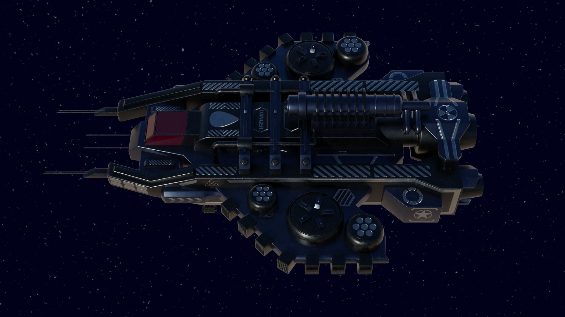 Spaceship Low-poly 3D model_10