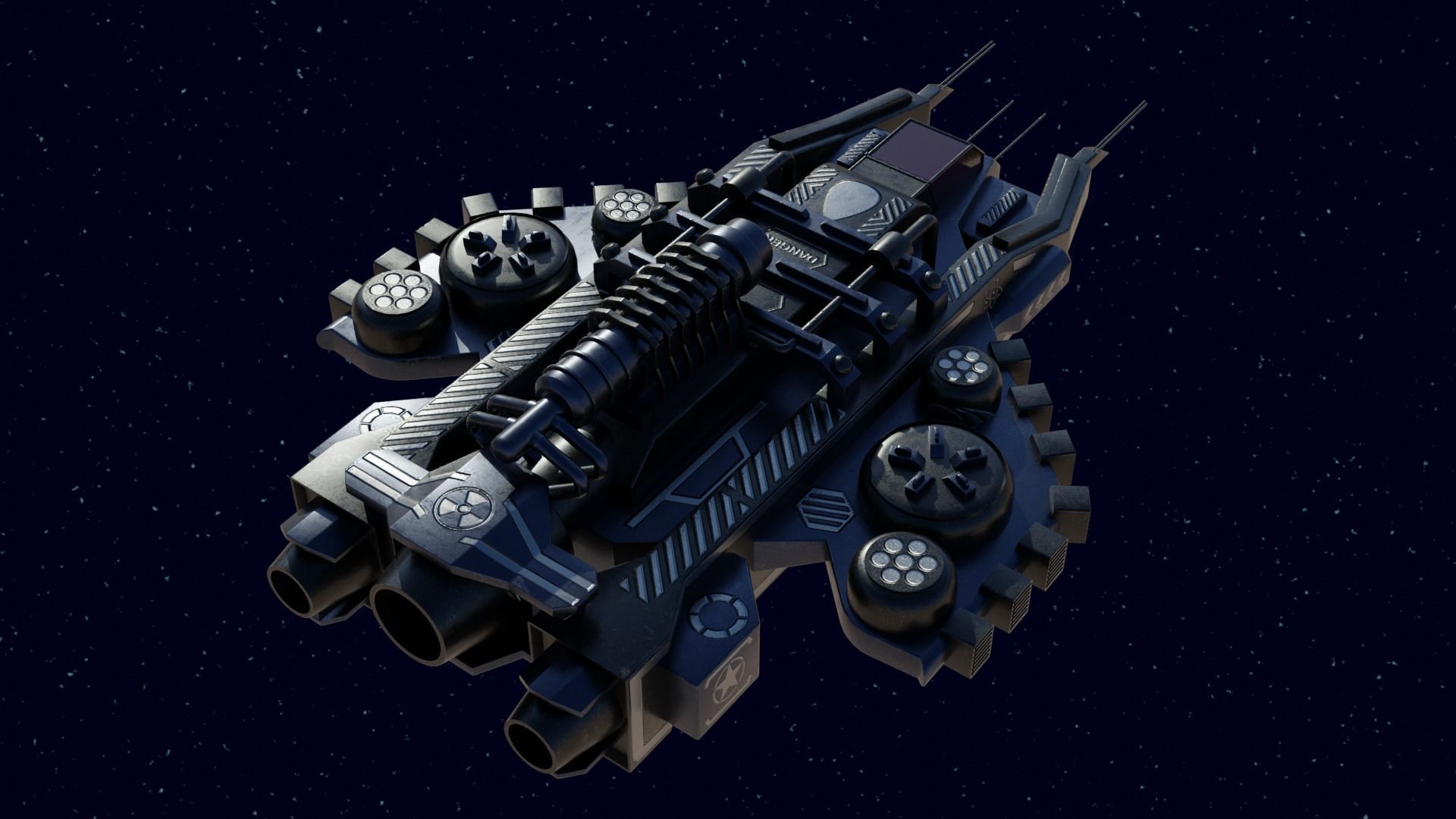 Spaceship Low-poly 3D model_5