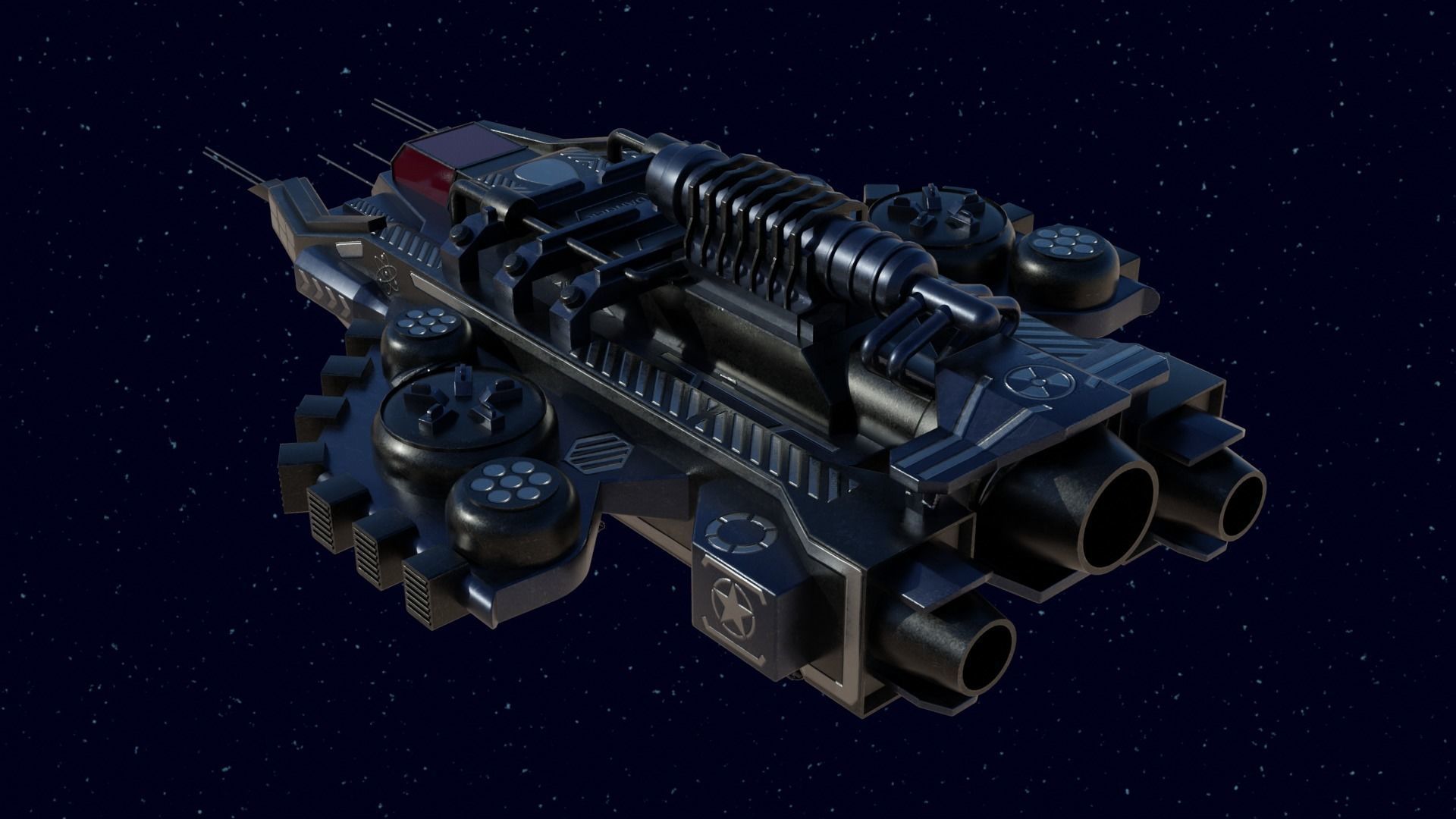 Spaceship Low-poly 3D model_1