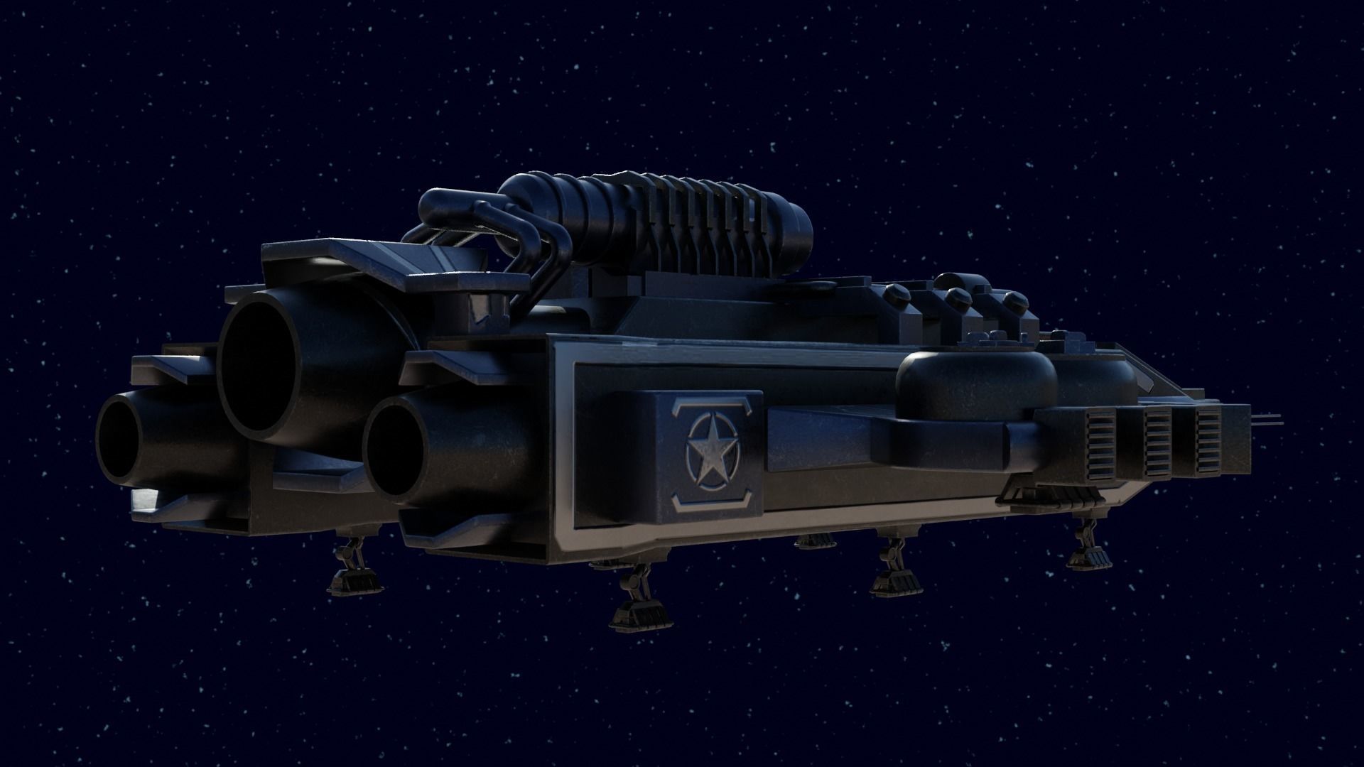 Spaceship Low-poly 3D model_13