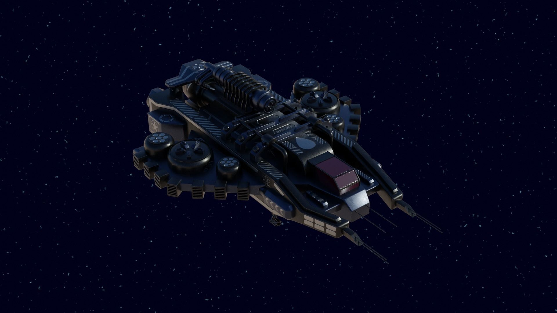 Spaceship Low-poly 3D model_16
