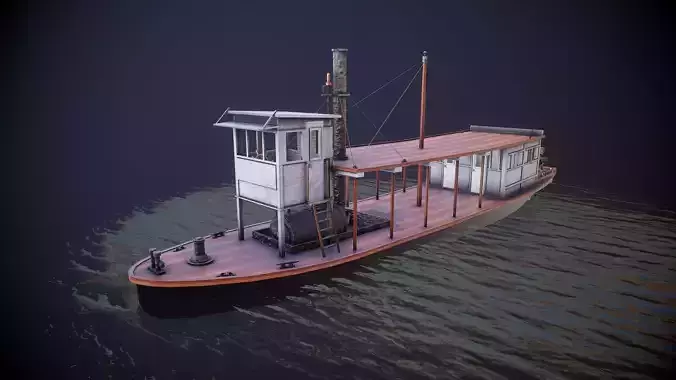 Steam ship Low-poly 3D model