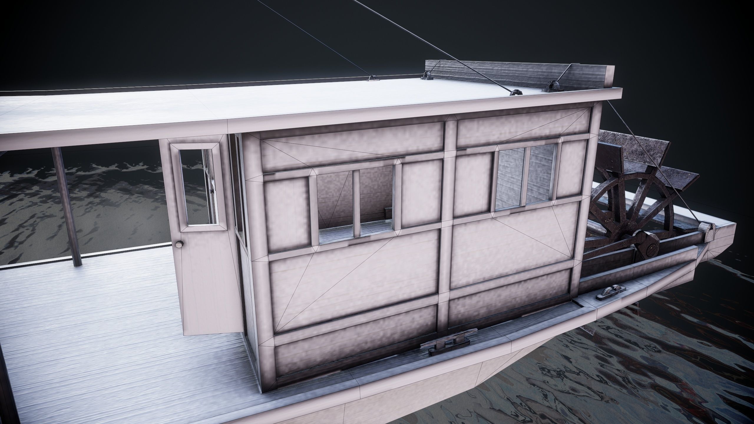 Steam ship Low-poly 3D model_17