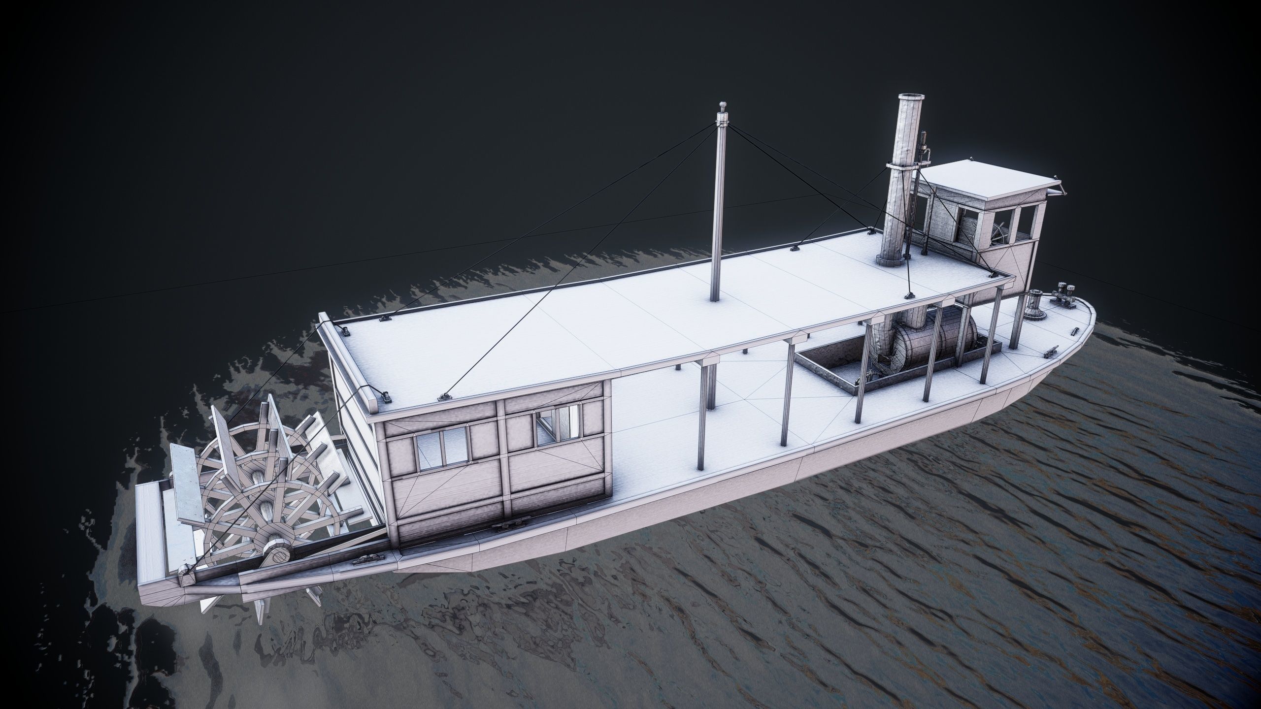 Steam ship Low-poly 3D model_19