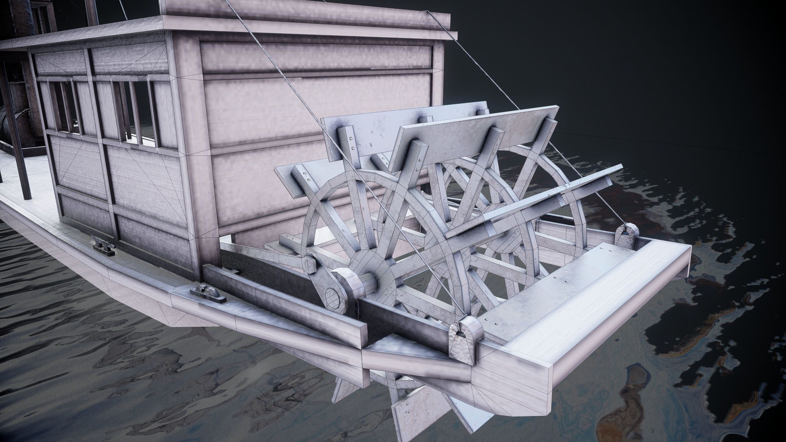 Steam ship Low-poly 3D model_18