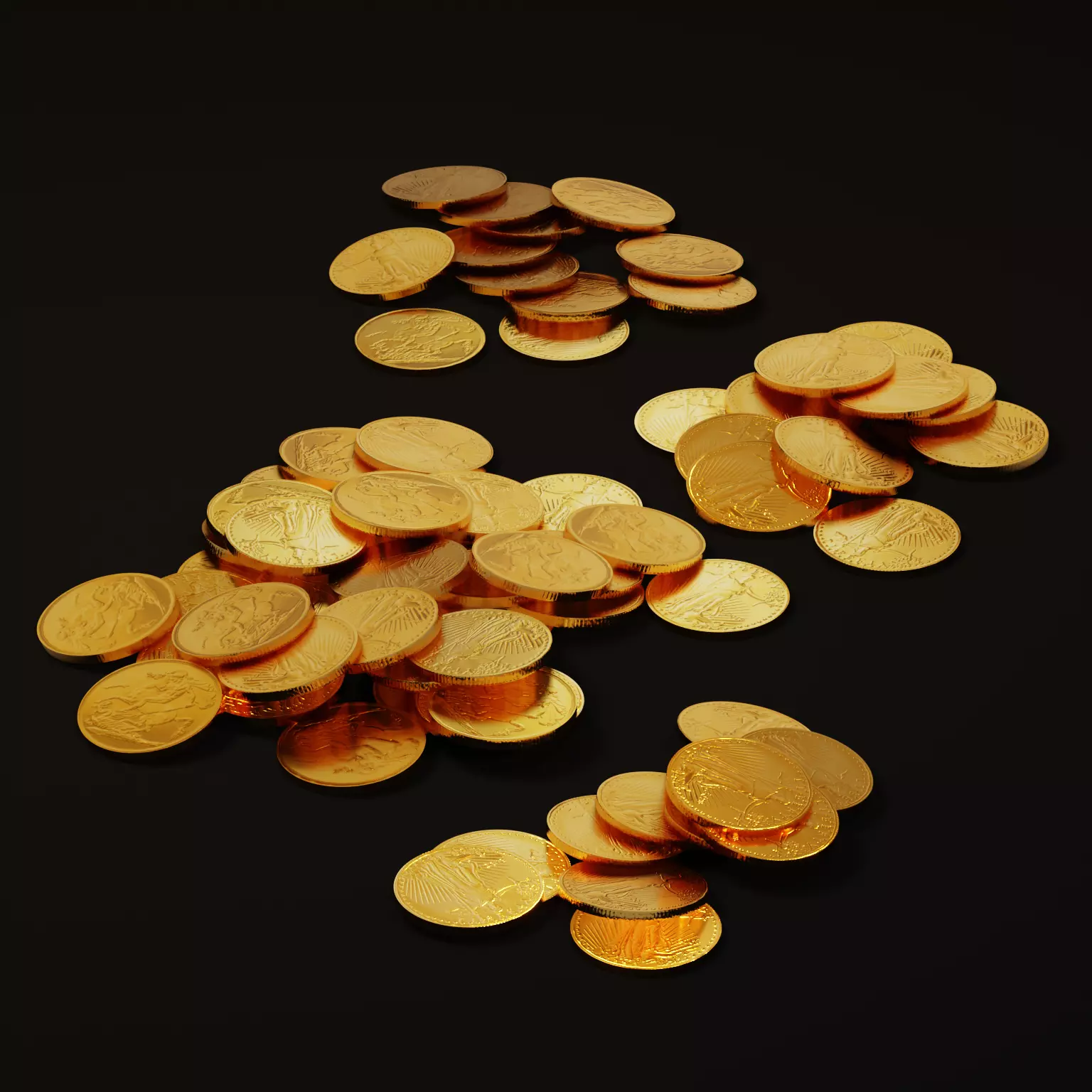 Pile of Gold Coins Low-poly 3D model_0