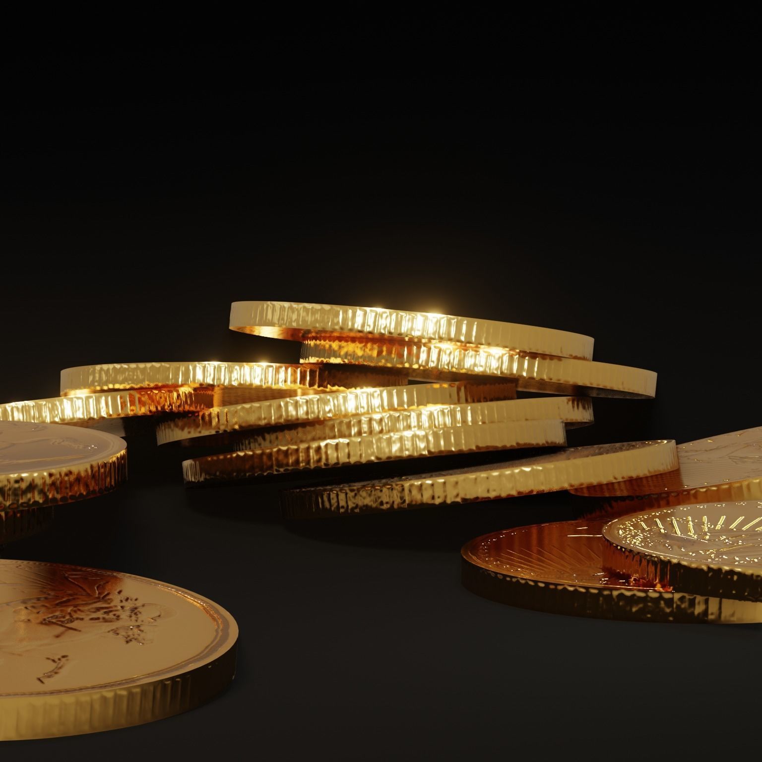 Pile of Gold Coins Low-poly 3D model_2