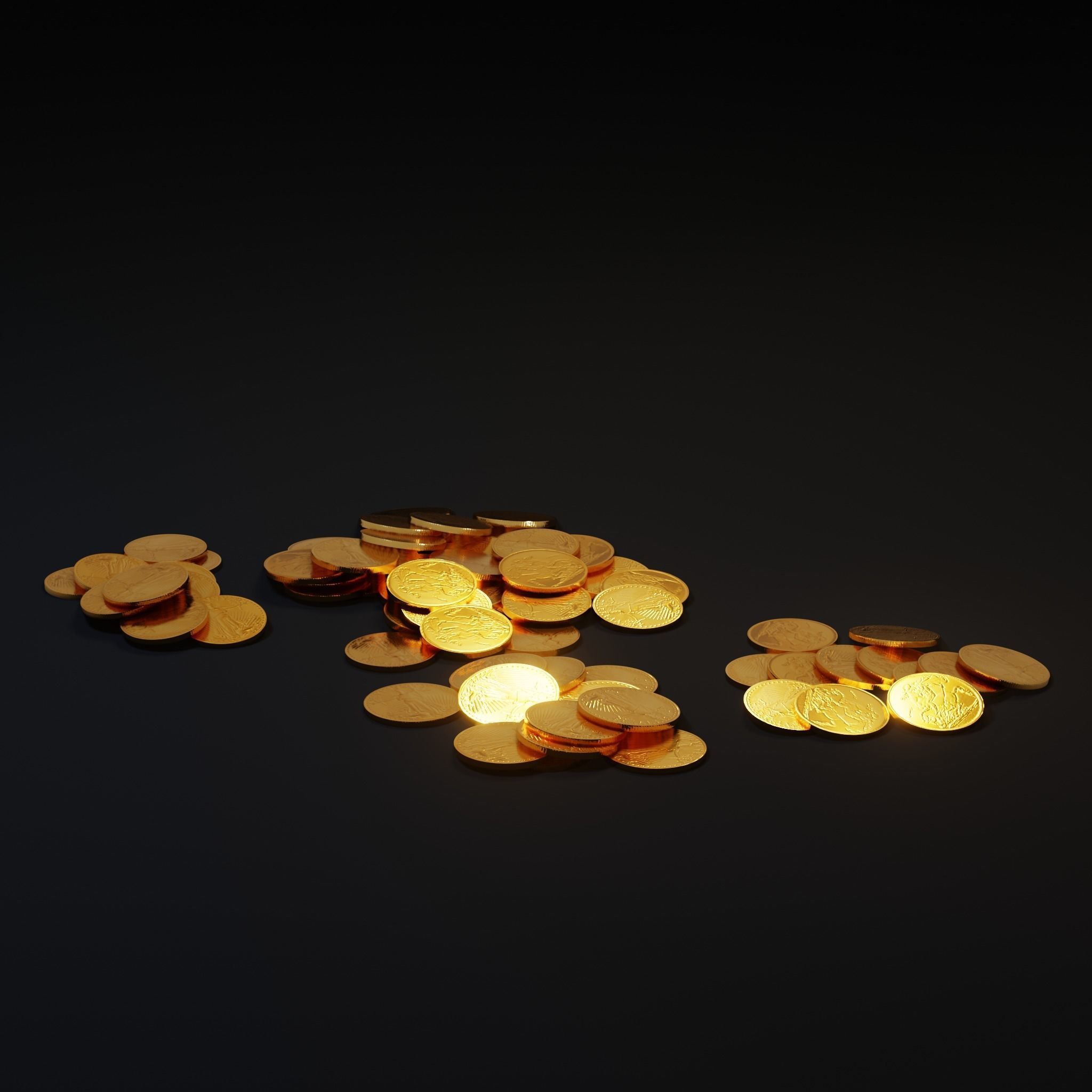 Pile of Gold Coins Low-poly 3D model_3
