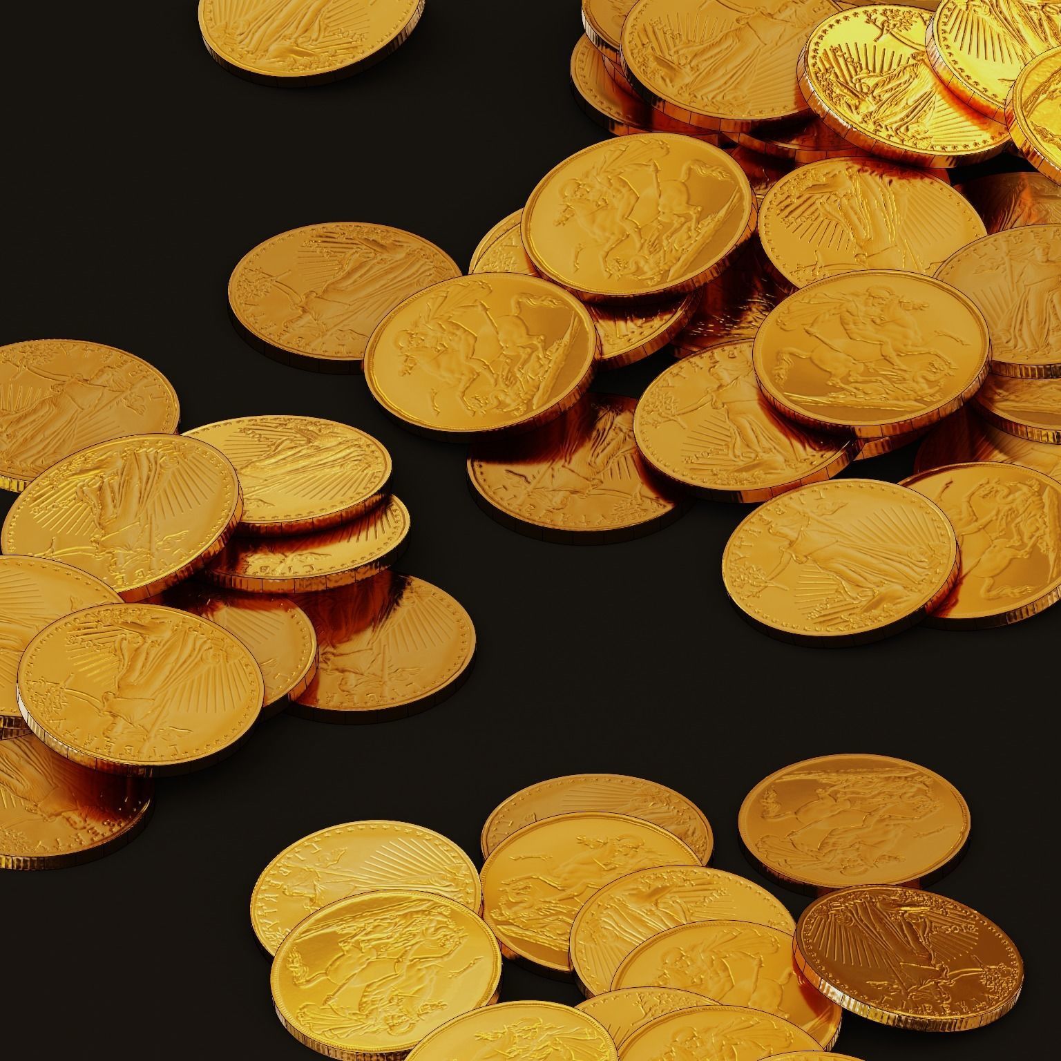 Pile of Gold Coins Low-poly 3D model_8