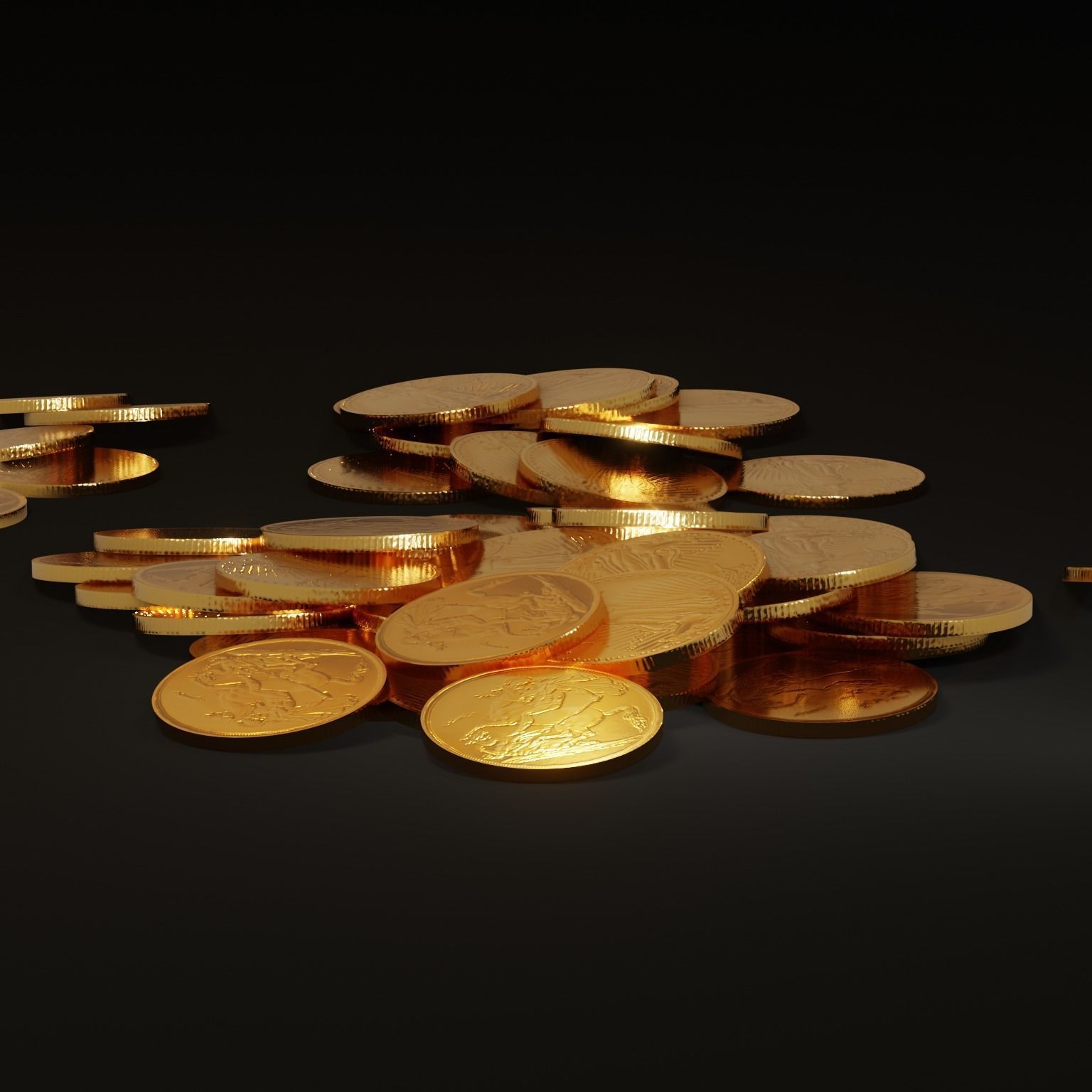 Pile of Gold Coins Low-poly 3D model_5