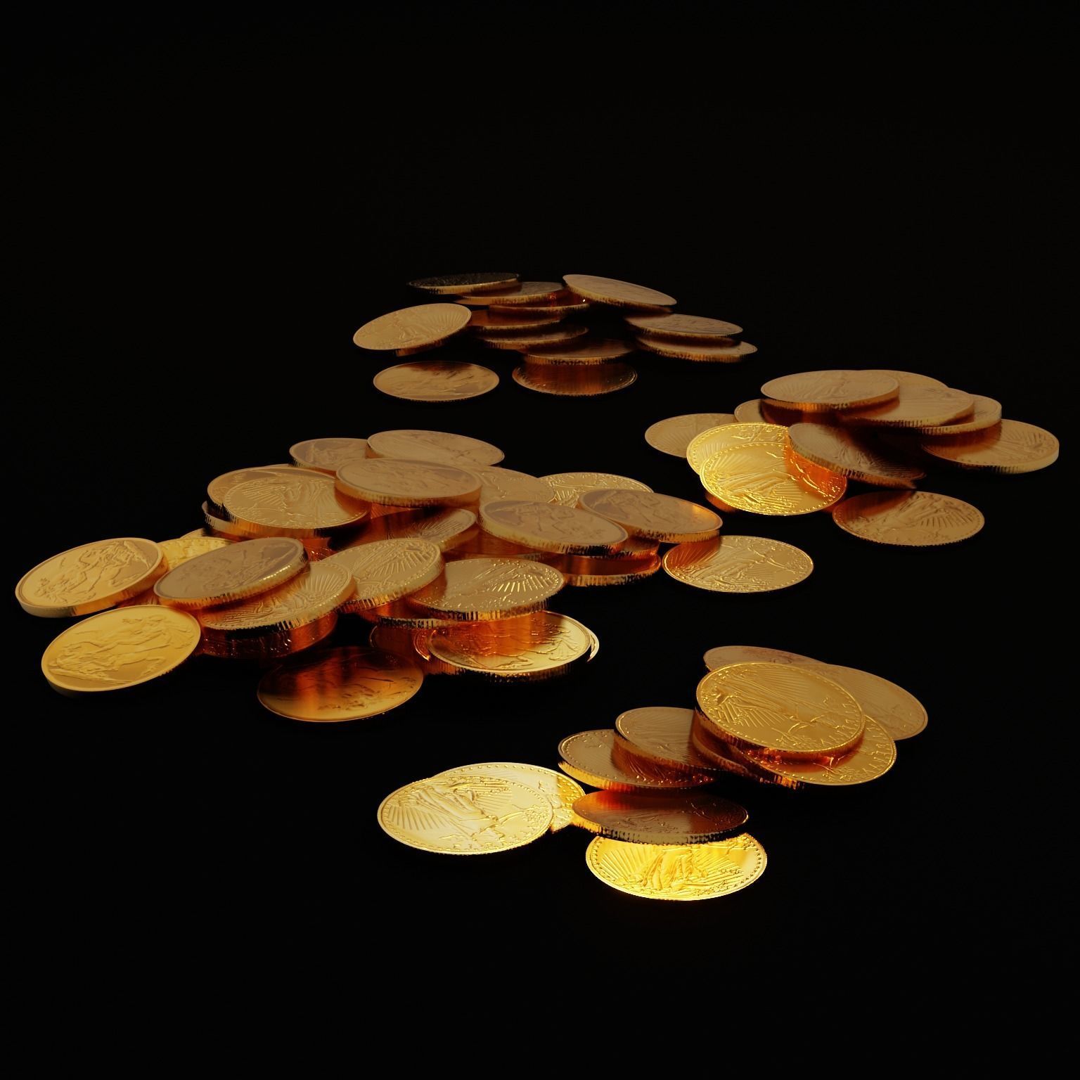 Pile of Gold Coins Low-poly 3D model_7