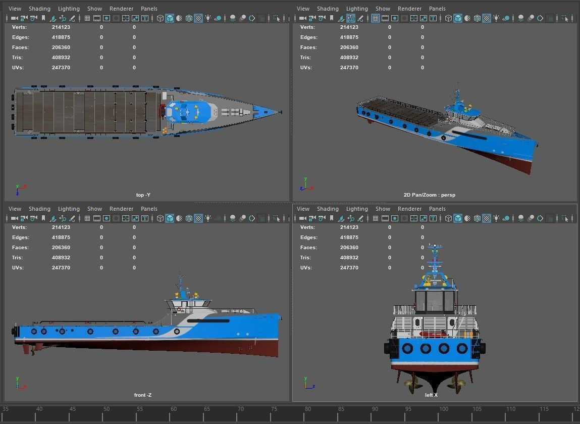 FAST CREW SUPPLIER VESSEL Blue 3D model_15